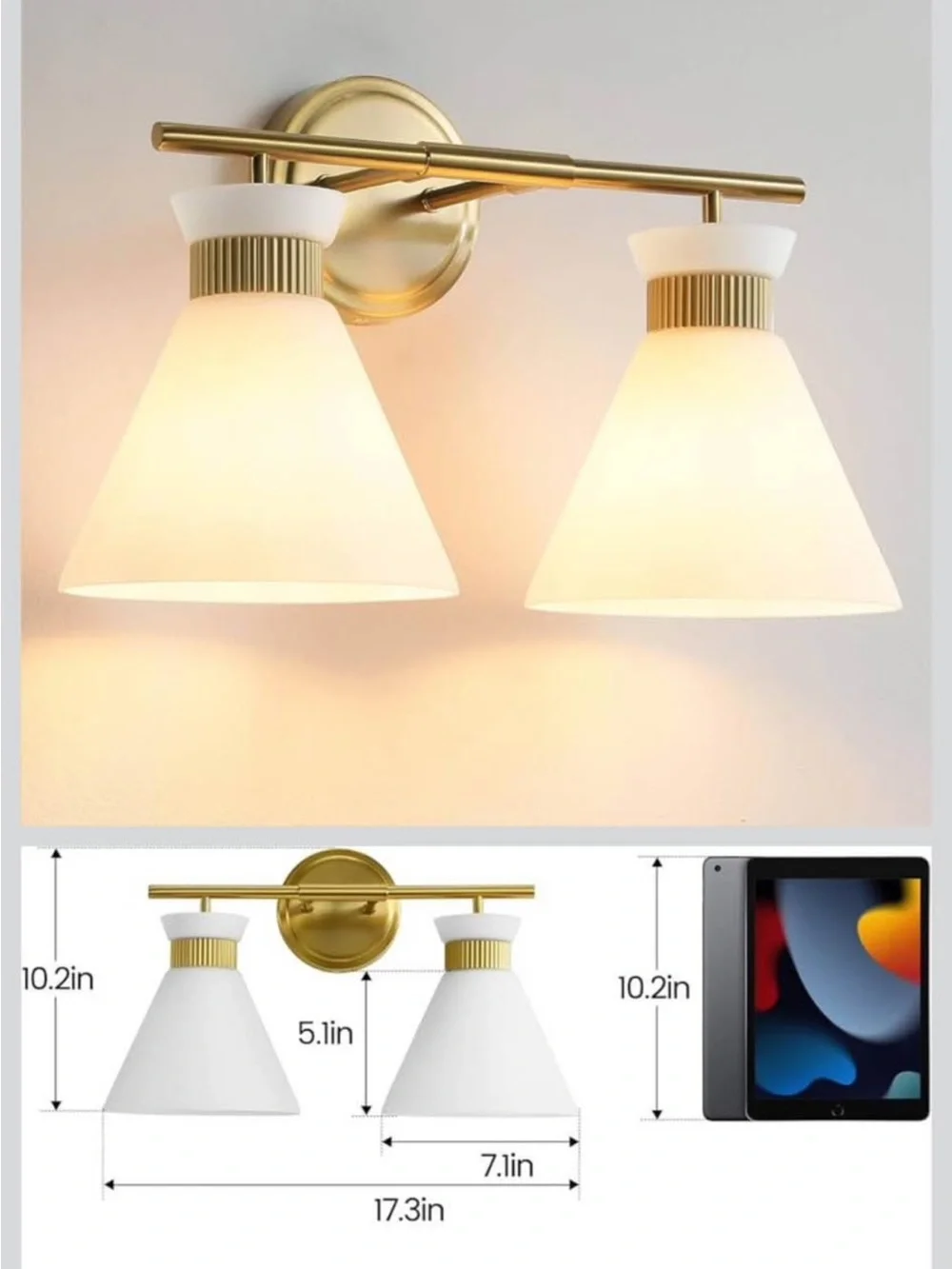 WOSHITU Gold Bathroom Light Fixtures: Modern Vanity Lighting Fixtures 2 Lights